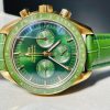 Speedmaster Moonwatch in Moonshine Gold YG RMF Best Edition Green Dial on Green Leather Strap Manual Chrono - Image 3